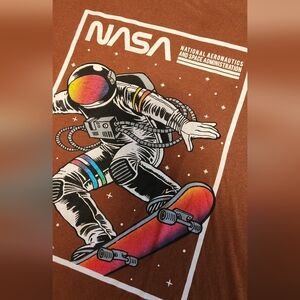 Eighty Eight NASA Brown Graphic T-Shirt With Matallic Highlights